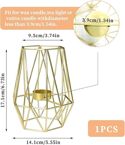 Miniatura 2 de 1 portavelas votivas geométricas doradas, portavelas huecos de metal para velas de té, soporte de vela para boda, mesa de Navidad, centro de mesa,