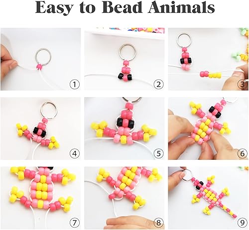 Vista 5 de Simetufy 1200 cuentas de poni de color pastel macarrón para manualidades, cuentas de pelo para trenzar el cabello, 8 colores dulces Macaron