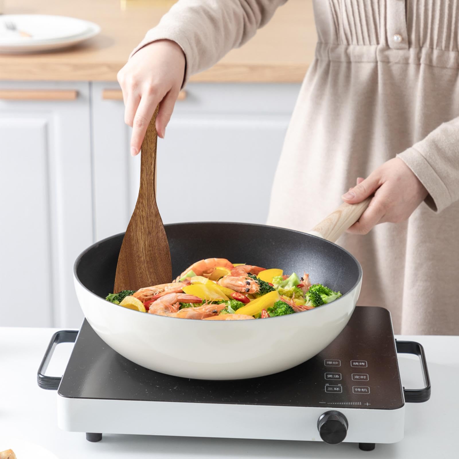 Raschietto per impasto in acciaio inox, 2 pezzi, con manico in legno, tagliapasta professionale