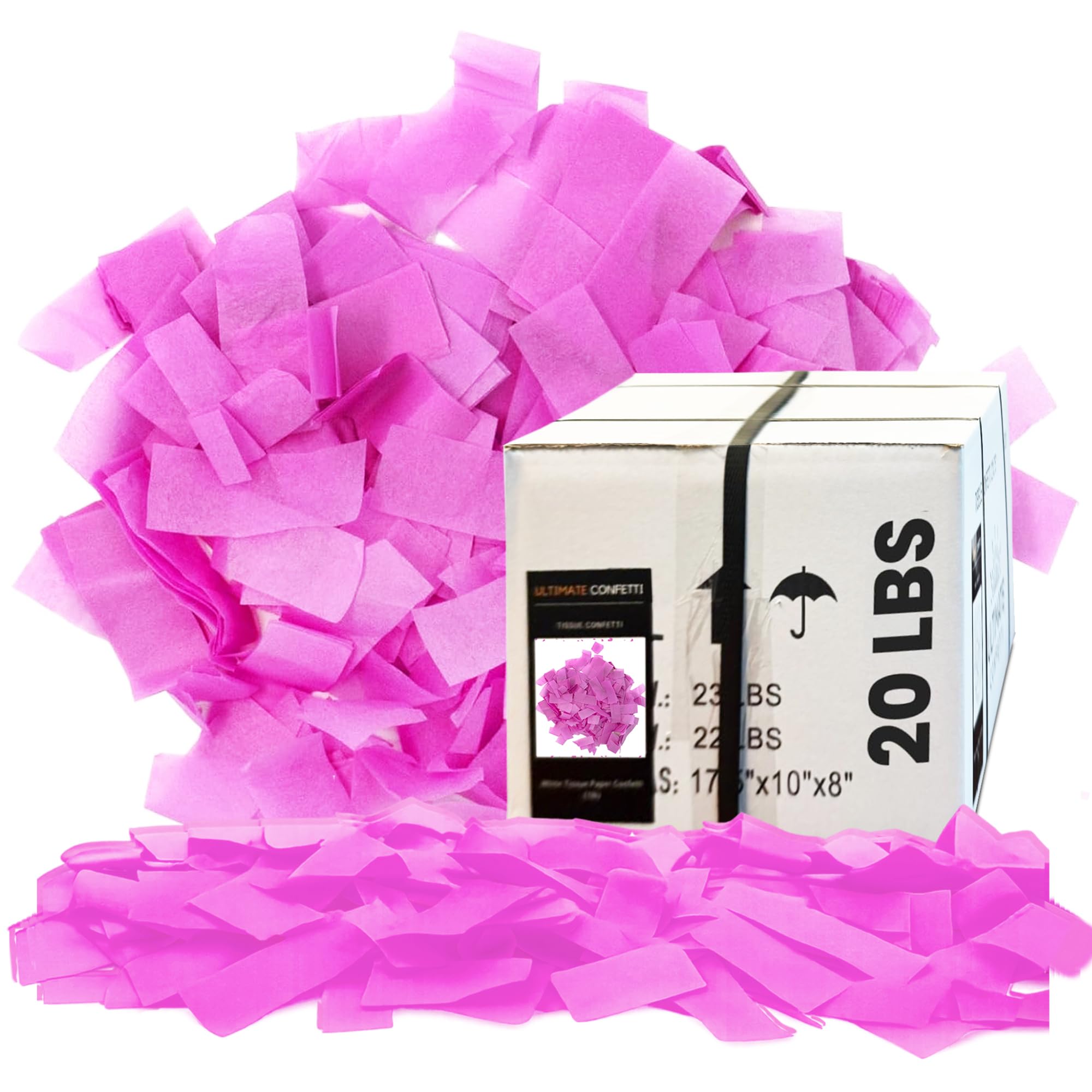Ultimate Confetti - Rectangular Pink Tissue Paper Confetti - 20 lb