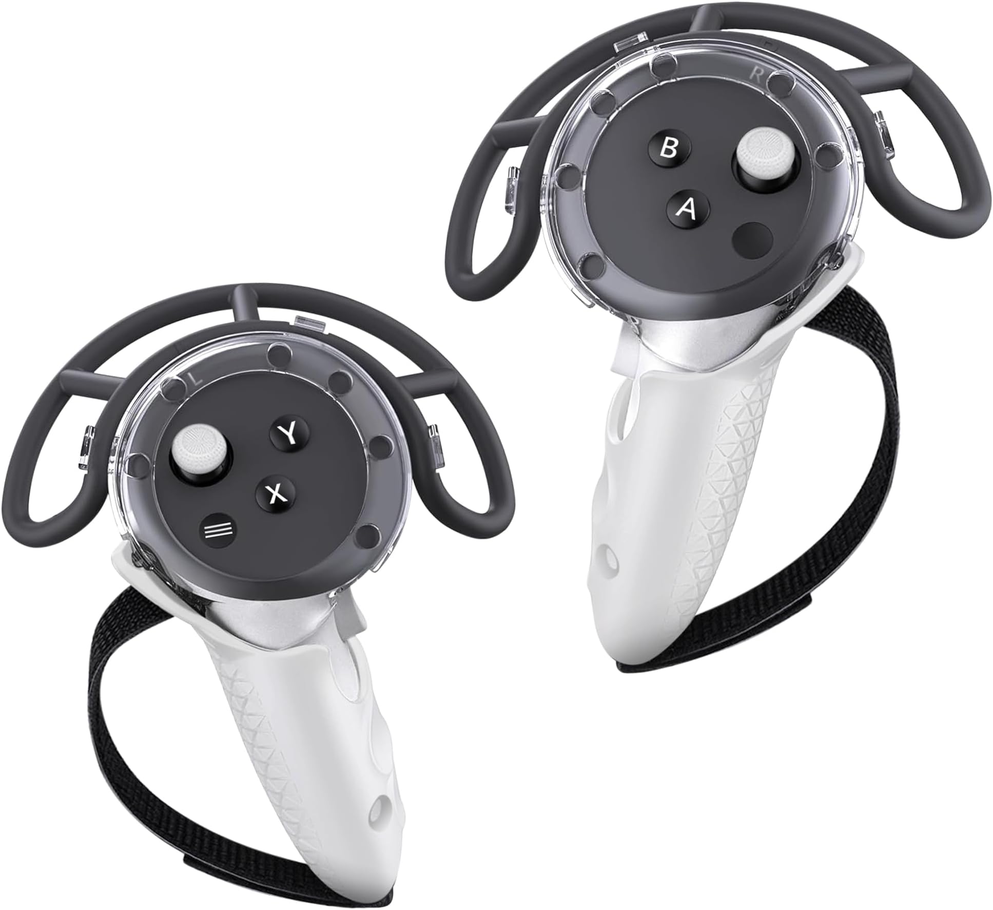 NEWZEROL (1 Pair) Silicone Controller Grips Cover Accessories Compatible with Quest 3,[Impact Resistant] [Sensor Hole] VR Controller Cover Protector with Adjustable Knuckle Straps for Meta Q3(White)