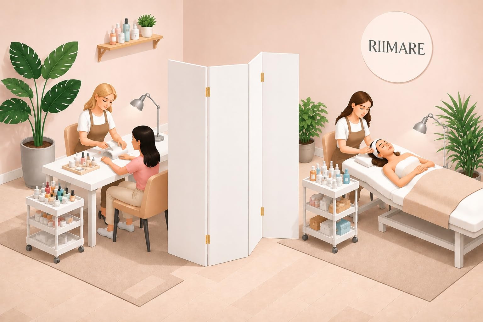 Paravent de pièce en bois blanc Scandi Chic Gris (J004) - Panneau 2