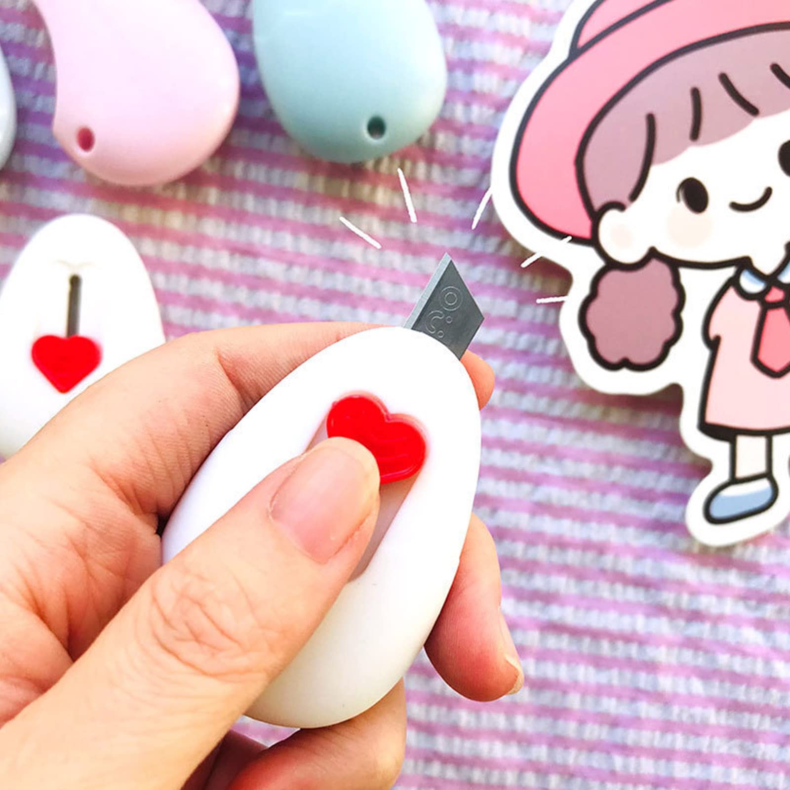 Couteau De Papeterie,6 PCS Mini Couteau Utilitaire Rétractable Ouvre Lettres Box Cutter Retractable Portable Pour Express Box Papier