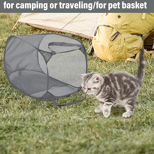 Miniatura 7 de BATTOO Paquete de 3 cestas plegables de malla fuerte para lavandería, cestas plegables con bolsillo lateral reforzadas para baño, habitación de los