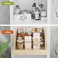 Vista 4 de LOVMOR Organizador de gabinete extraíble, cajones extraíbles para armarios, estante de cajones de madera deslizante, organizadores biselados de 8