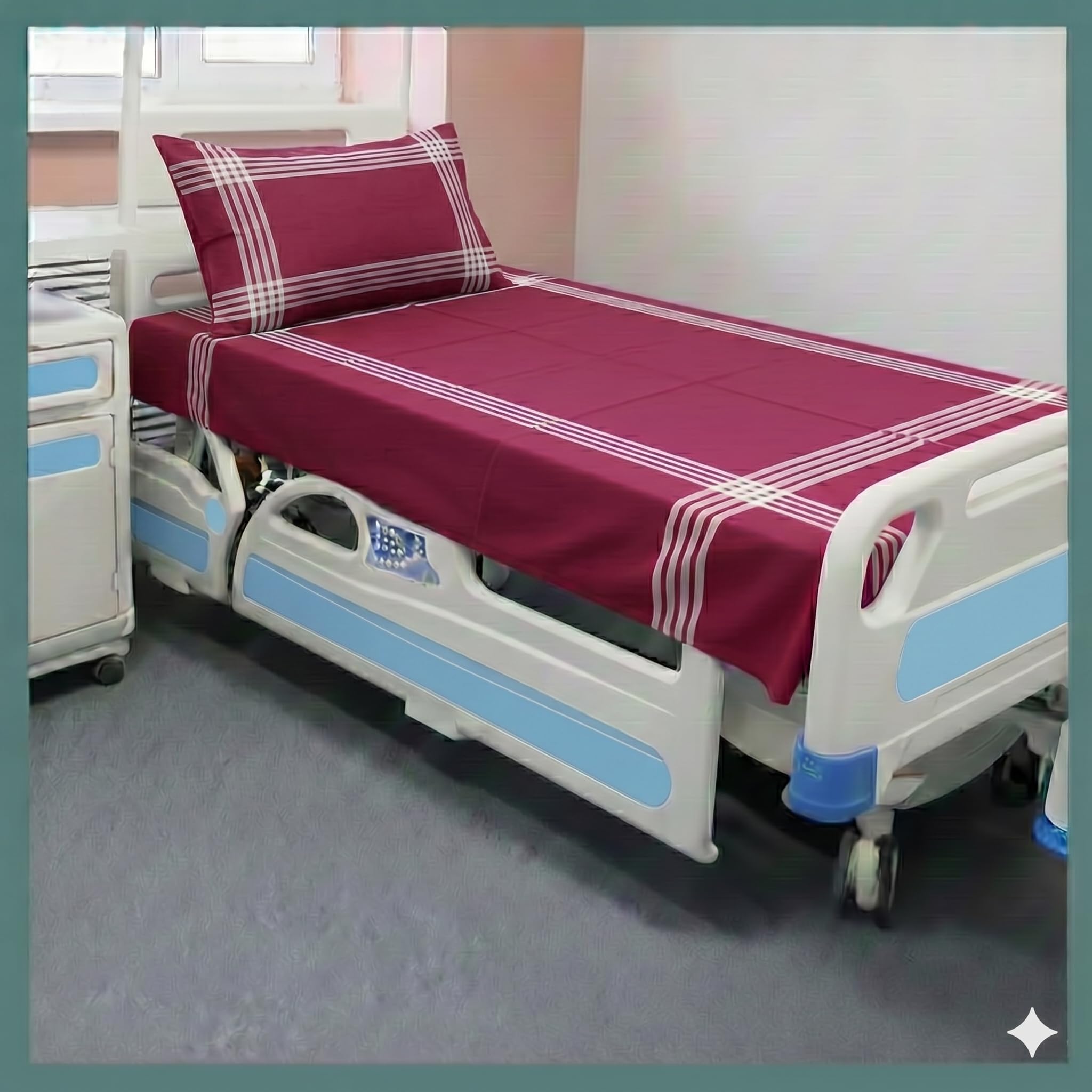 Tharunsha Elite 100% Cotton Single Bedsheet with Pillow Cover (60x90 Inch) β Hospital, Clinic & Home Use