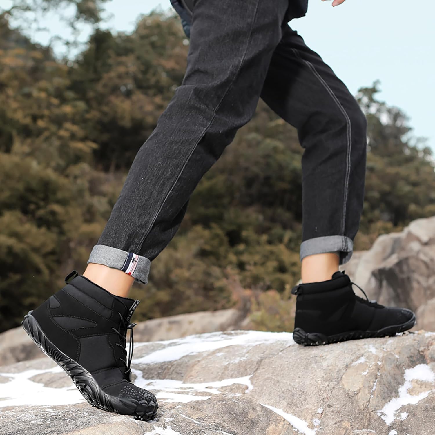 Barefoot Shoes Men Women Wide Toe Box Winter Minimalist Trail Runner Padded Warm Casual Hiking Cotton Boots Sneakers