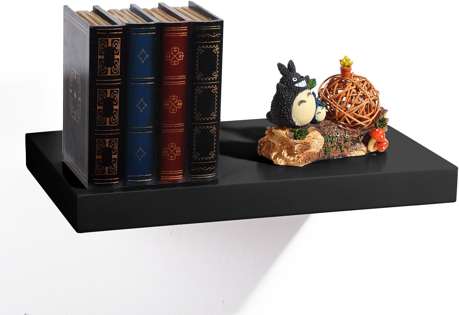 EUGAD Floating Shelves Wall Shelves Corner Wall Storage Shelves Invisible Mounting Bookshelves, 40x23x3.8cm, Black Floating Shelf