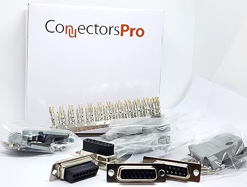 Miniatura 2 de Juego de 4 juegos de engarzado tipo DB15 hembra + capuchas de plástico + pines D-Sub 15P hembra conector de crimpado hembra - 4 DB15 hembra + 4