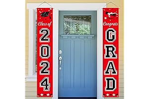 Class of 2024 Graduation Decorations, Red and Black Party Banner Set