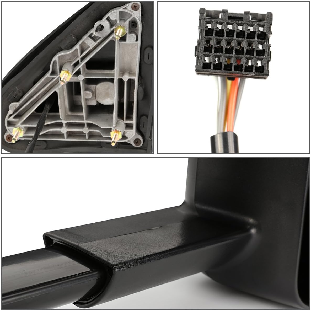 DNA motoring TWM-020-T111-BK Pair of Towing Side Mirrors (Driver and Passenger Sides),Black