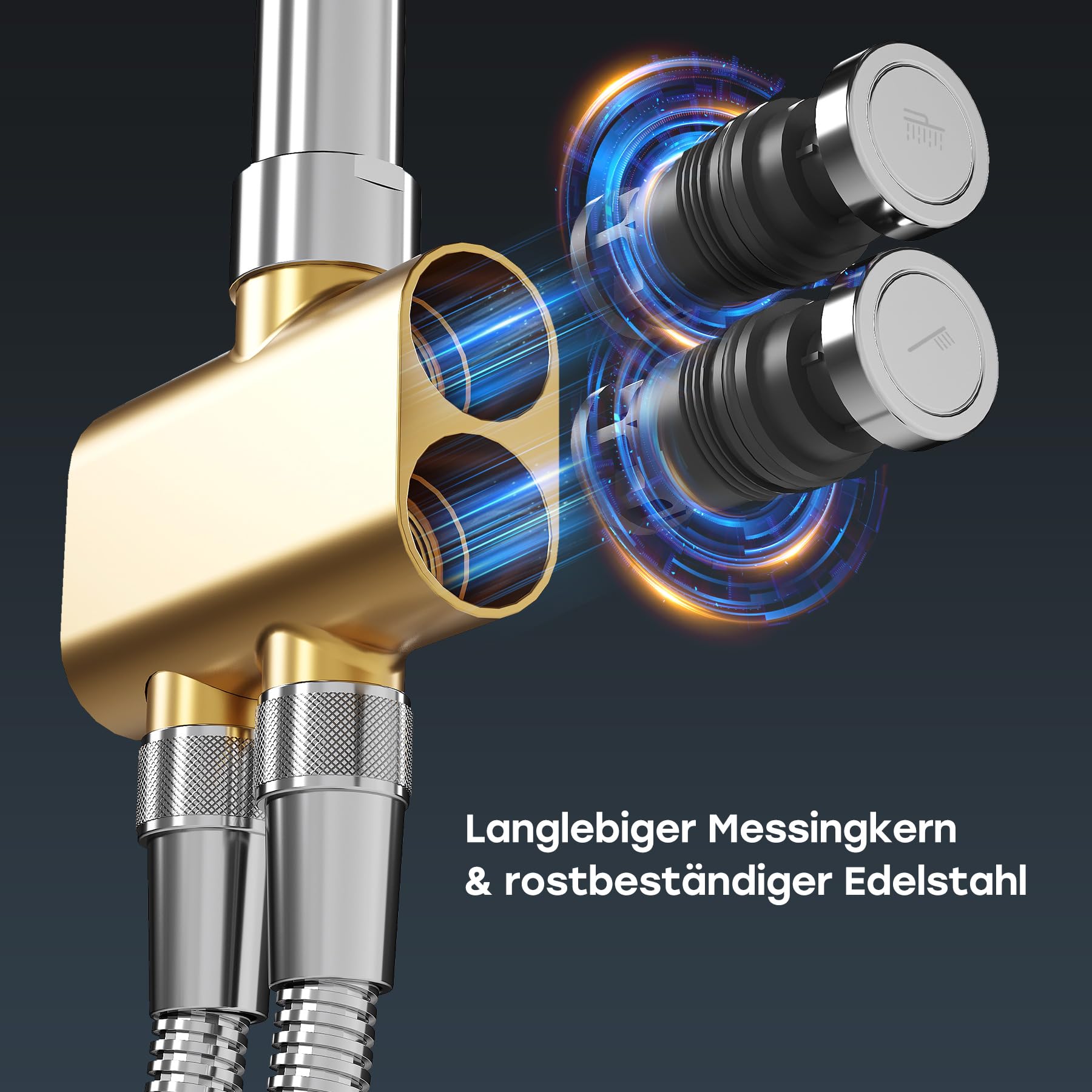 HOROW Regendusche Set Duschsystem Duschset | ohne Armatur 250 XXL Kopfbrause Wassersparend, mit Ventilkern aus Messing, Höhenverstellbar,Chrom, Rund