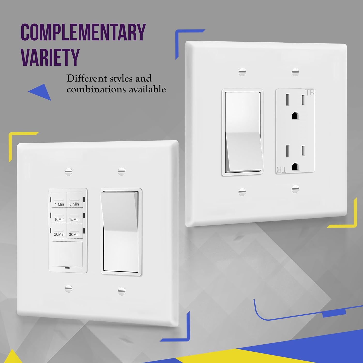 ENERLITES Double Decorator Switch Cover, Two Outlet Wall Plate, Oversized 2-Gang 5.50" x 5.50", Unbreakable Polycarbonate Thermoplastic, UL Listed, 8832O-W, White