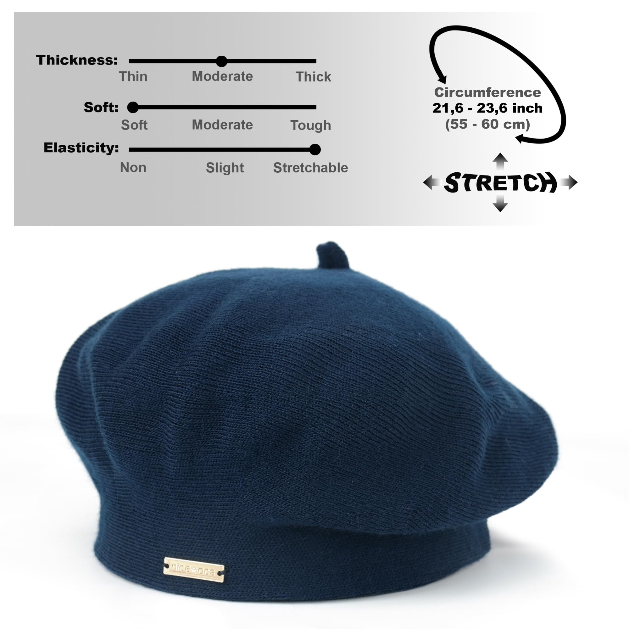 Snapklik.com : Niceacsrise Blue Beret - Warm Lined Wool  display picture 3