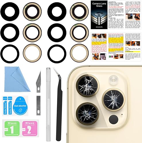 2 piezas ASDAWN lente de cámara trasera de repuesto de vidrio para iPhone 14 Pro Max y 14 Pro lente de cámara de repuesto con adhesivo preinstalado