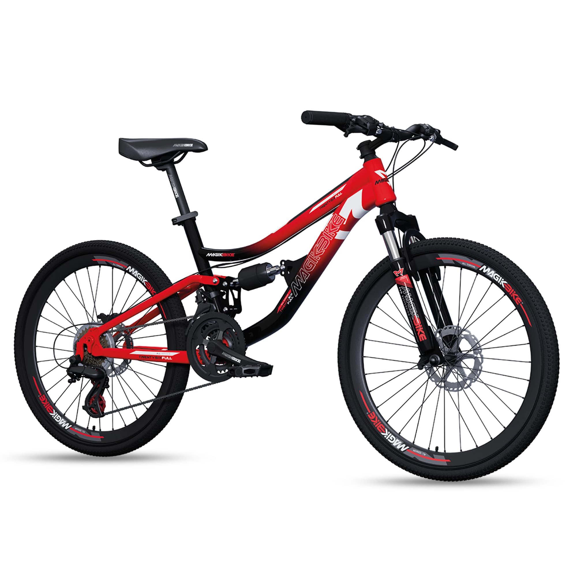 IBK Bicicletta Mountain Bike 26'' Pollici Bici MTB Biammortizzata con  Cambio a 21 Velocit�, Freni a disco, Rosso Nero : Amazon.it: Sport e tempo  libero