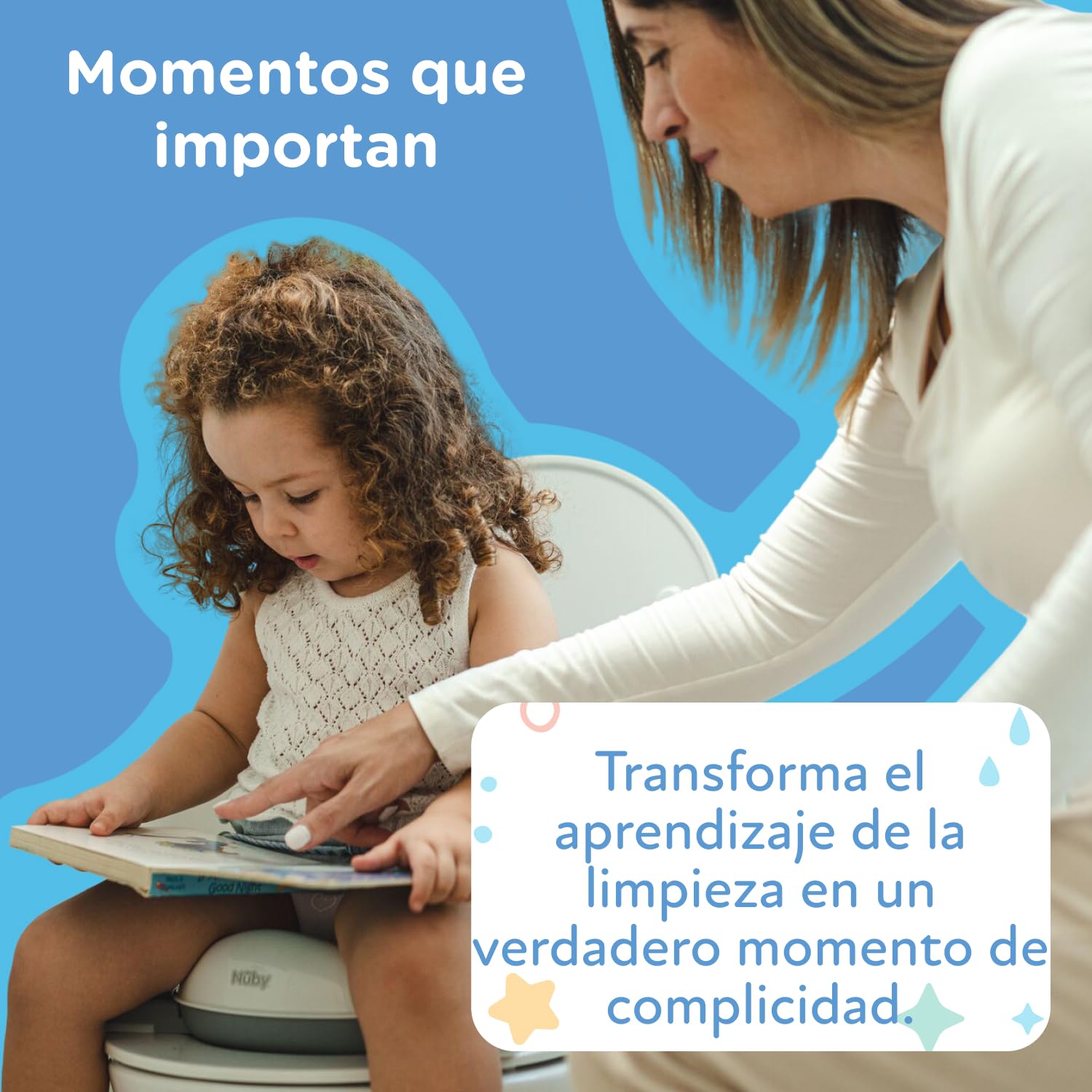 Nuby - Inodoro Portatil 2 en 1 Para Viaje - Adaptador WC Niños y Orinal Bebe - WC Portatil con Bolsas Desechables y Protección Antisalpicaduras - Baño Bebe Ligero y Compacto - 18+ meses