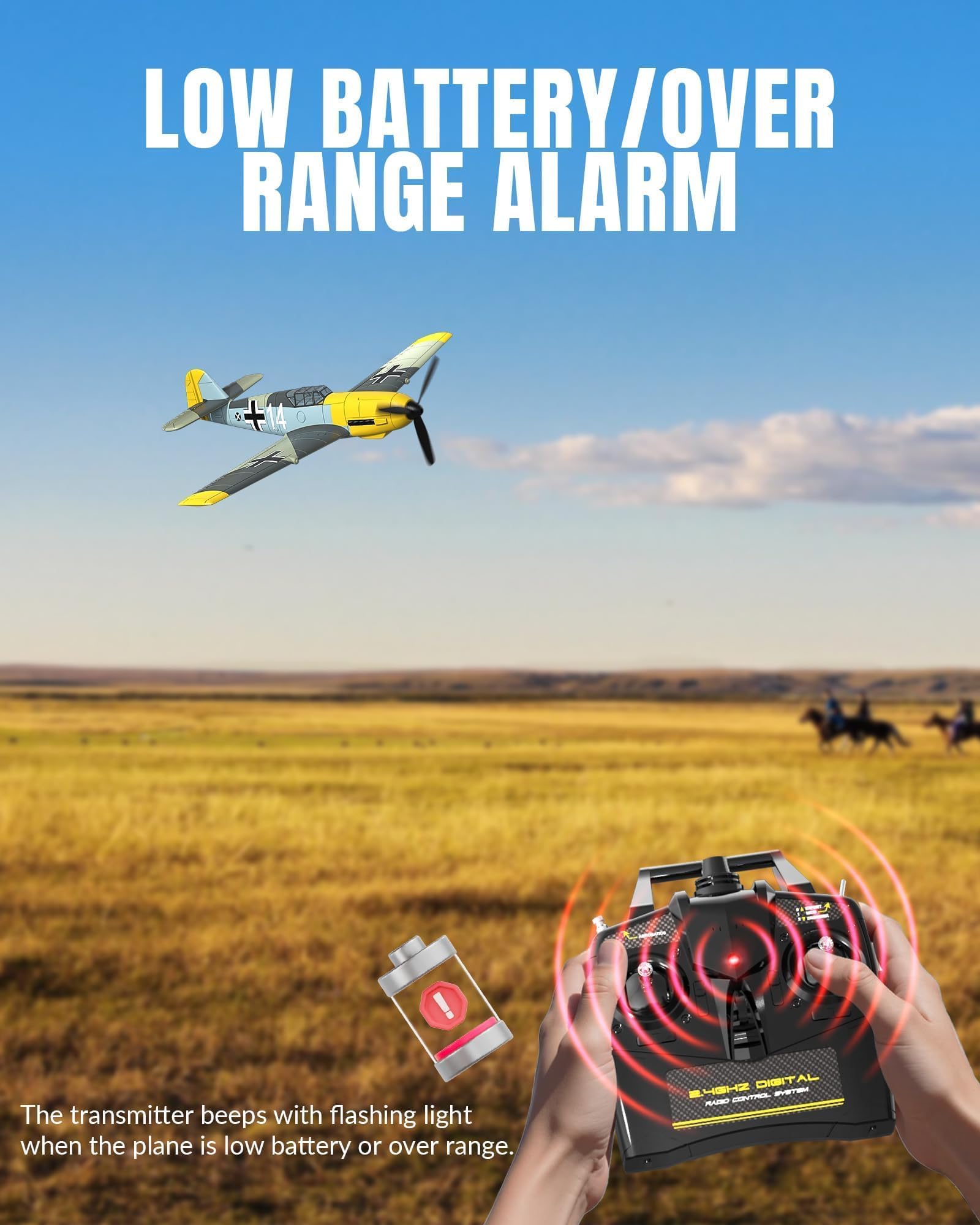 volantexrc Aereo Telecomandato BF-109 V2-4 Canali 2.4GHz con 2 Batterie, Aereo RC Stabile Facile da Pilotare per Principianti e Adulti