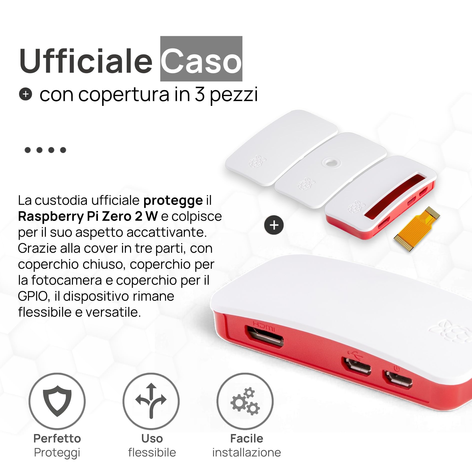 db-tronic Raspberry Pi Zero 2 W Starter Kit | Custodia con 3 coperture | Alimentatore da 13 W | Cavo mini HDMI da 1 m | Cavo per fotocamera | Piedini in gomma