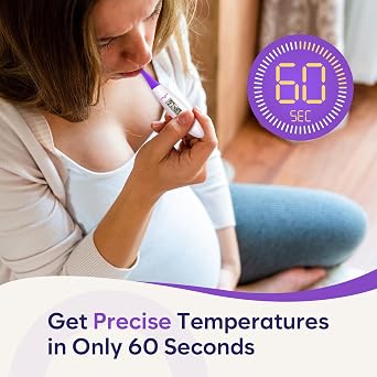 Easy@Home Basal Body Thermometer: BBT for Fertility Prediction with Memory Recall- Accurate Digital Basal Thermometer for Temperature Monitoring with Premom App - EBT-018 | Precise 1/100th degree tracking. Flexible waterproof tip & memory recall. Auto scan with Premom app.