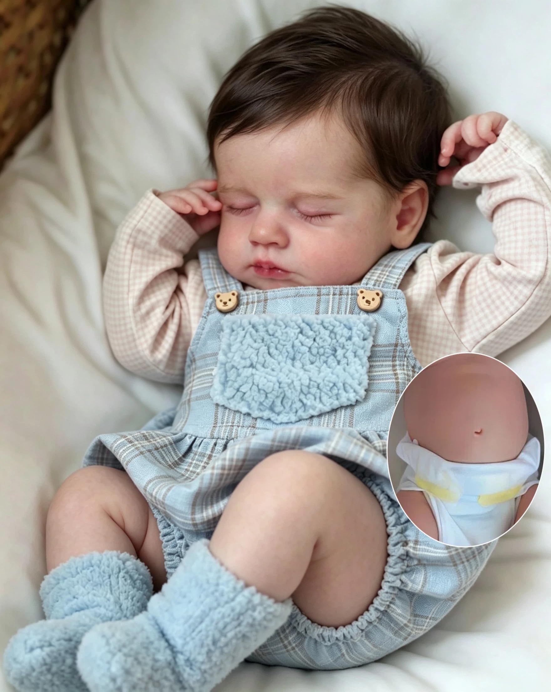 Zero pam Reborn Baby Vollvinyl Lebensecht Mädchen, 50CM Reborn Babypuppen Wie Echt mit Haaren, Reborn Puppen Lebensecht mit Bauchnabel, Babypuppen,Lebensechte Babypuppen, Reborn Baby Für Kinder