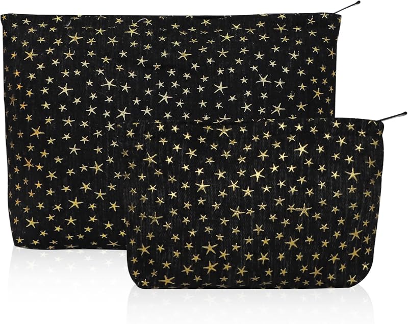 Necessaire de maquiagem Wudygirl com estampa de estrela, 2 unidades