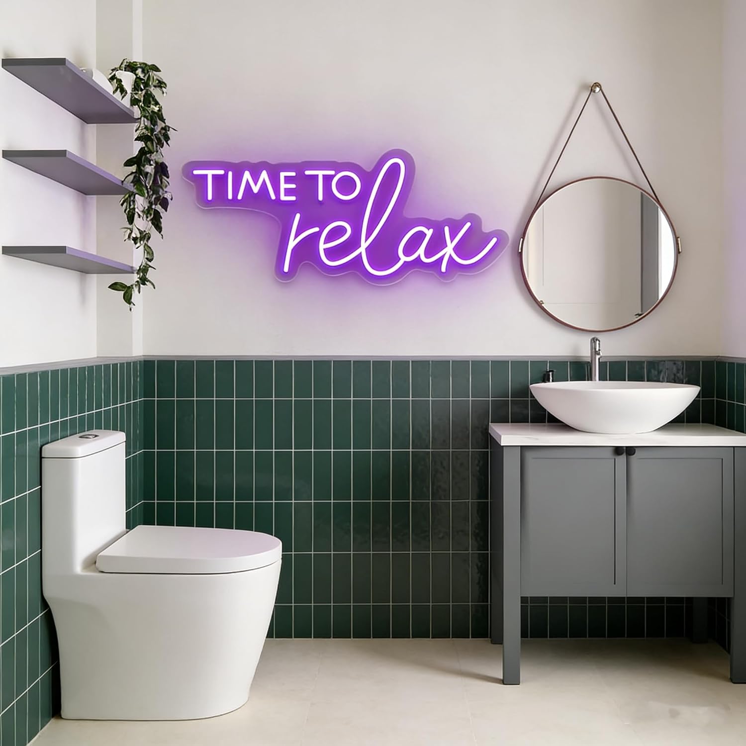 Time To Relax Neon Sign Wall Decor Dimmable LED Neon Light for Bathroom, Bedroom, Spa Beauty Room Hair Salon Home Wall Decor Business Sign (Purple)