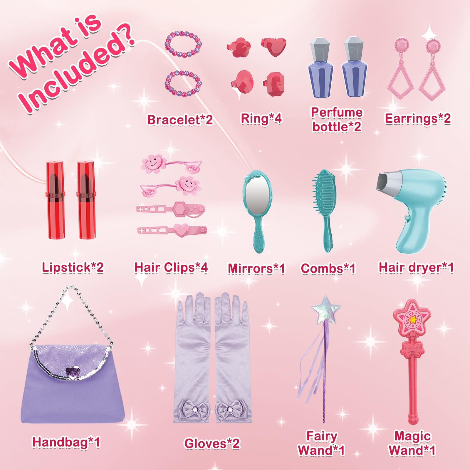 deAO Coiffeuse Enfant avec Miroir Tabouret et Accessoires, Coiffeuse pour Filles avec Lumière et Musique, Ouverture de la Porte par Induction, Kit de Maquillage pour Filles à Partir de 3 Ans - Bleu