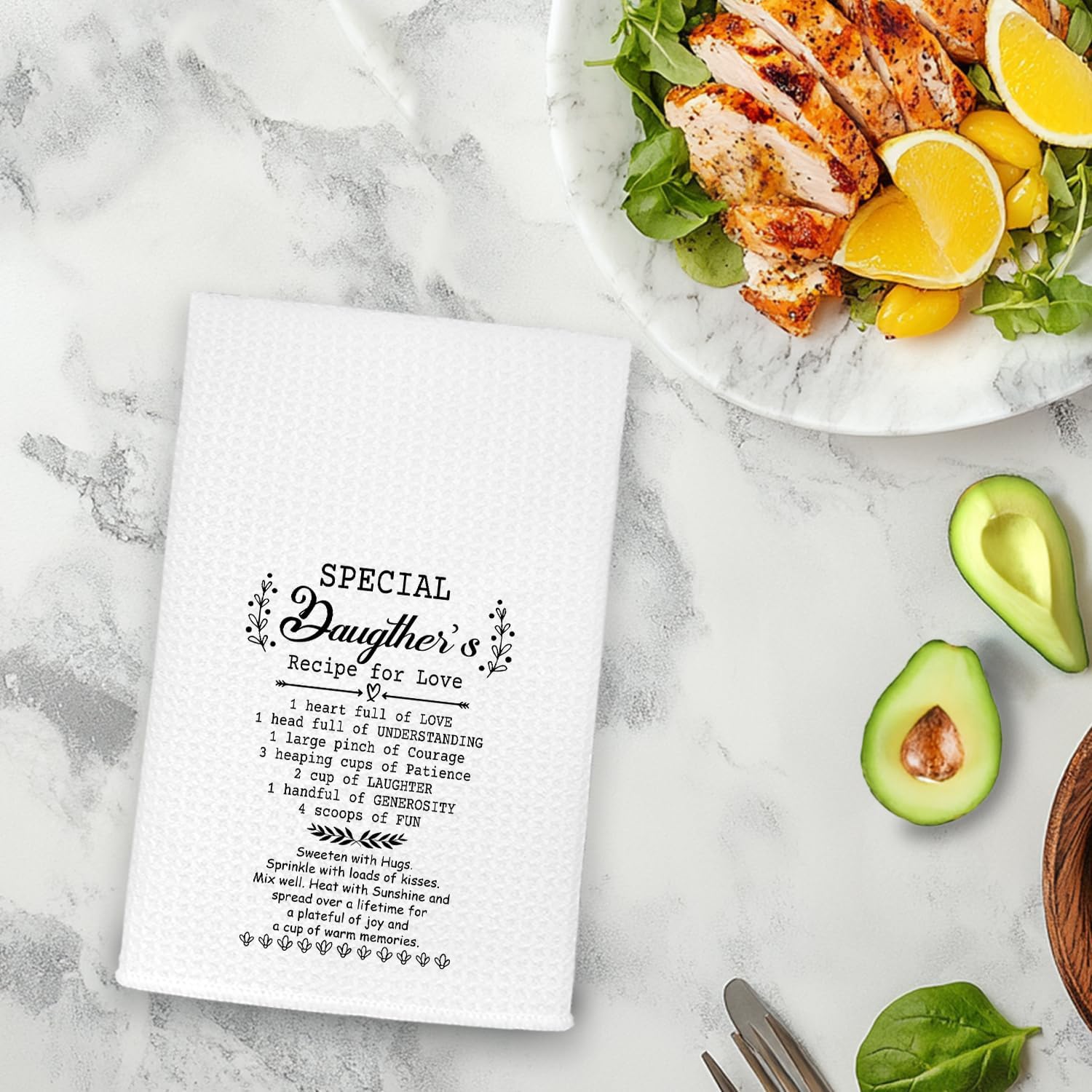 for Daughter from Mom, Speicial Friend's Recipe for Love Kitchen Towels, Housewarming Hand Towels Dish Towels, 16x24 Inch - Image 4