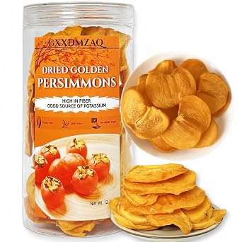 Dried Persimmons - No Sugar Added, Gluten-Free Snack, Resealable 12.35 OZ Bulk Jar - Sun-Ripened Fruit Slices | Dried Fruit Snack Packs | At Home, Work, or On The Go