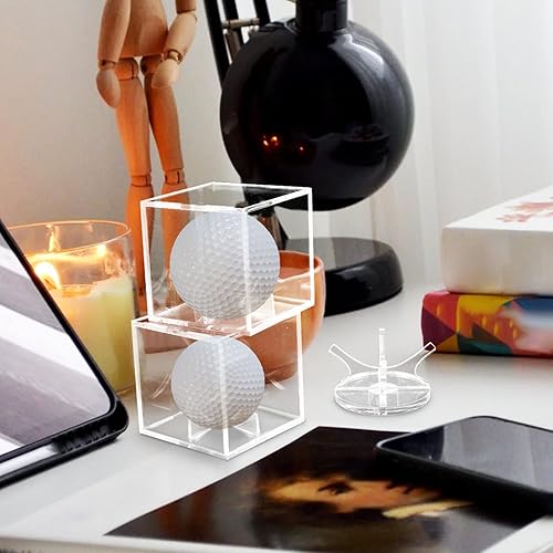 Miniatura 9 de Kisangel 2 juegos de soporte de béisbol vitrina de pelota de golf exhibe acrílico vitrinas para recuerdos de béisbol, béisbol con autógrafo