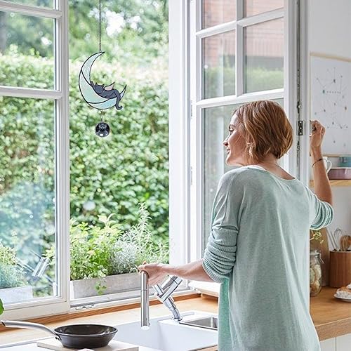 Miniatura 5 de Regalos conmemorativos para gatos de luna, regalo de condolencias para colgar vidrieras para colgar en la ventana, regalos conmemorativos para