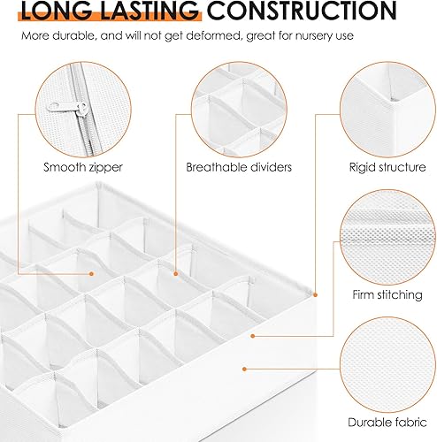 Miniatura 4 de Criusia Organizador de cajones, paquete de 16 contenedores organizadores de aparador para ropa de bebé, calcetines de ropa interior, organización de