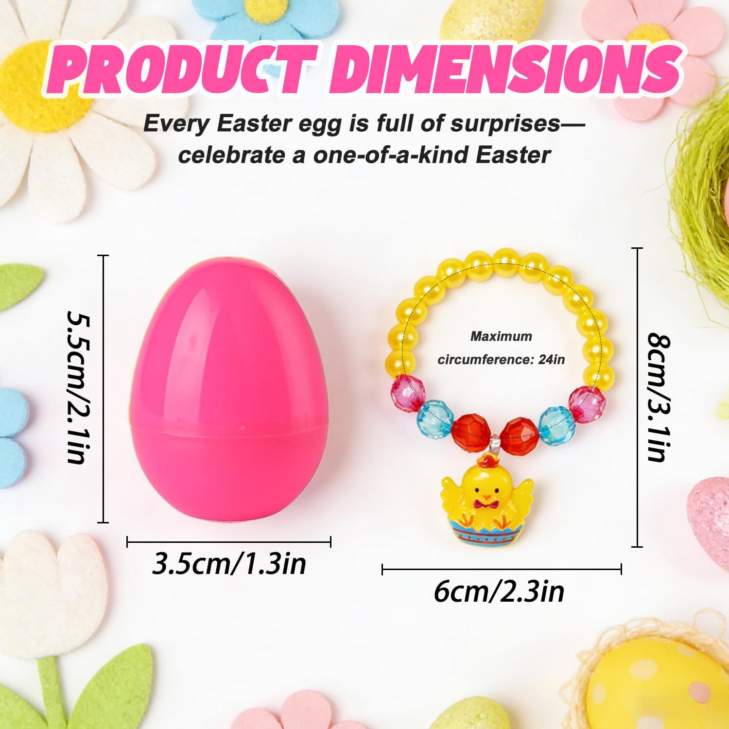 12 Pack Easter Basket Stuffers with Girls Jewelry Bracelets, Easter Eggs Gifts, Egg Hunt Surprise Toys, Easter Basket Stuffers for Girls Toddler Teens