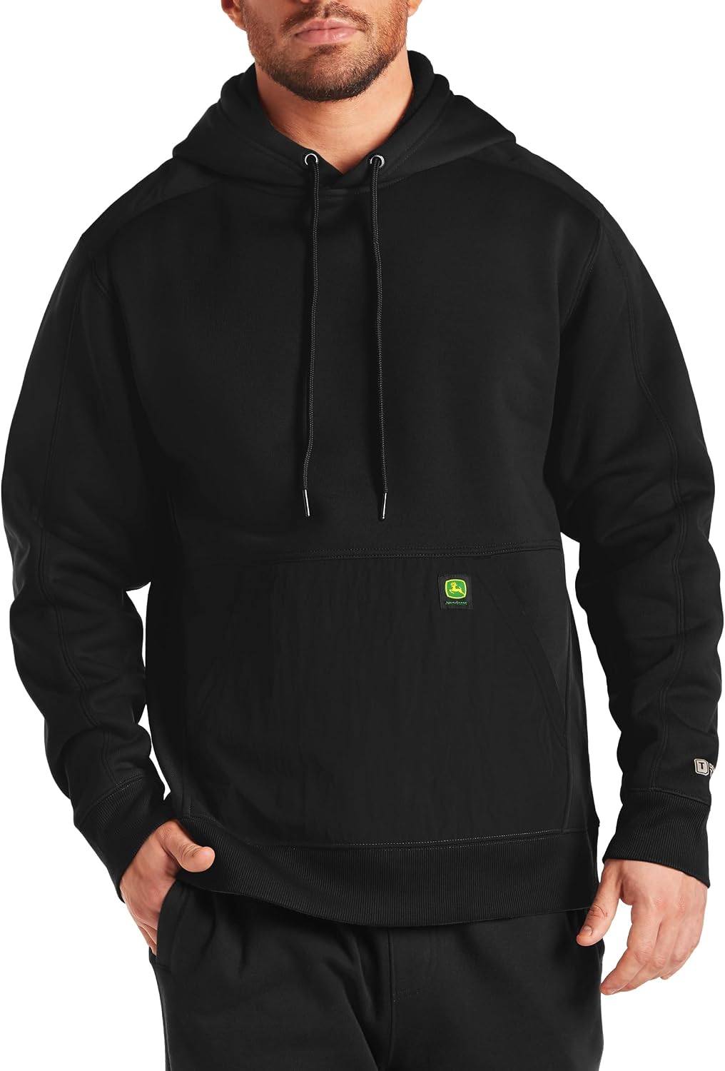 John Deere Men's Reinforced Fleece Pullover Hoodie Sweatshirt | Reinforced Construction, Soft Fleece, Warm Midweight Layer, Officially Licensed John Deere, Work & Casual Wear