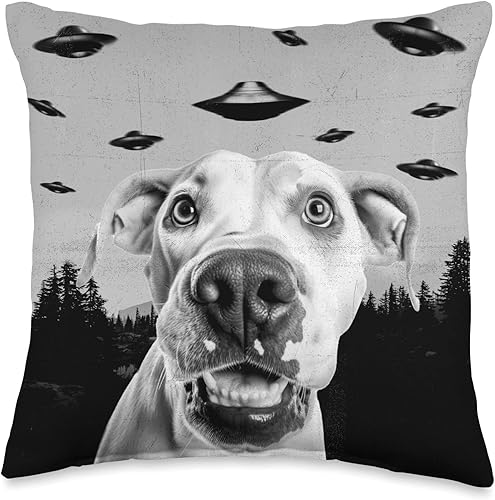 Dogo Argentino Collect Alien UFO Funny Dogo Argentino Dog Lover Men Women Kids Throw Pillow, 16x16, Multicolor