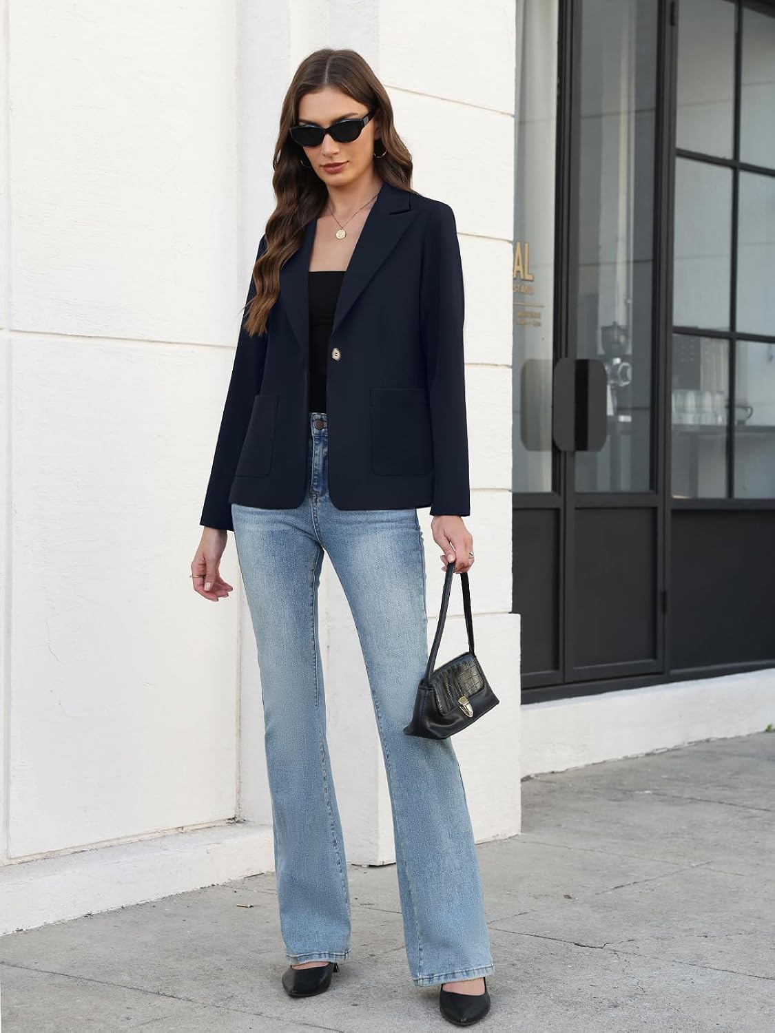 Women's Blazers Business Casual Long Sleeve Solid Jacket Professional Office Work Open Front Suit Blazer with Pockets image 2