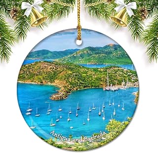 Antigua and Barbuda Christmas Ornaments for Tree Ceramic Pendant Double Sided Ornament Decor Xmas Gifts Porcelain Travel Souvenirs
