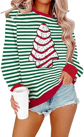 MAXIMGR Womens Christmas Graphic Sweatshirts - Merry Xmas Holiday Pullover Tops