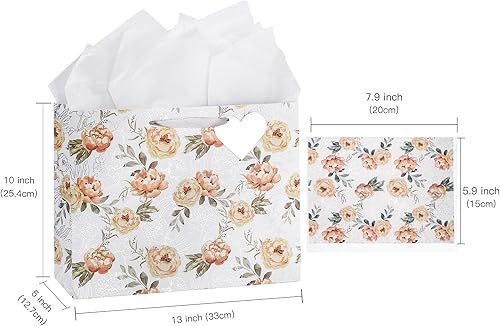 Miniatura 9 de LeZakaa Bolsa de regalo de boda de 13 pulgadas, bolsa de regalo plateada con papel de seda, etiqueta de regalo y tarjeta, número de 25 pulgadas con