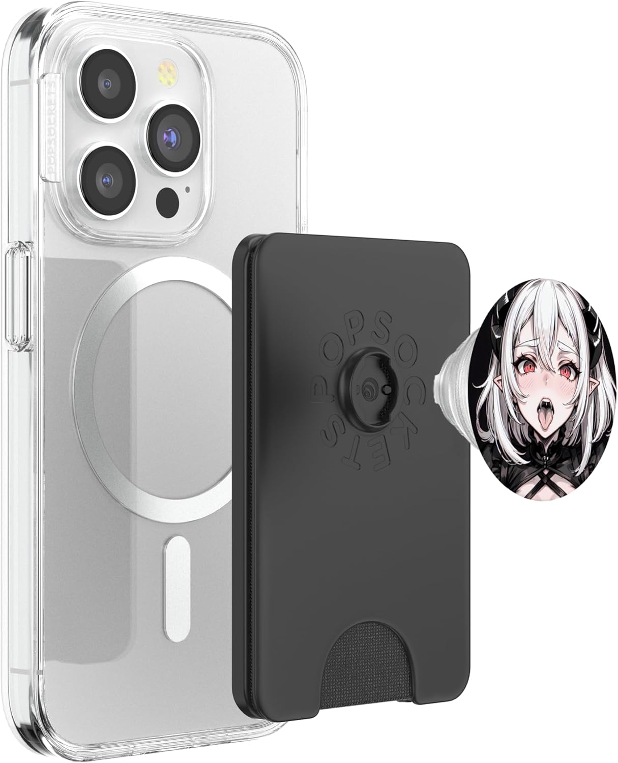 Lewd Anime Devil Girl Hentai Waifu PopSockets PopWallet for MagSafe