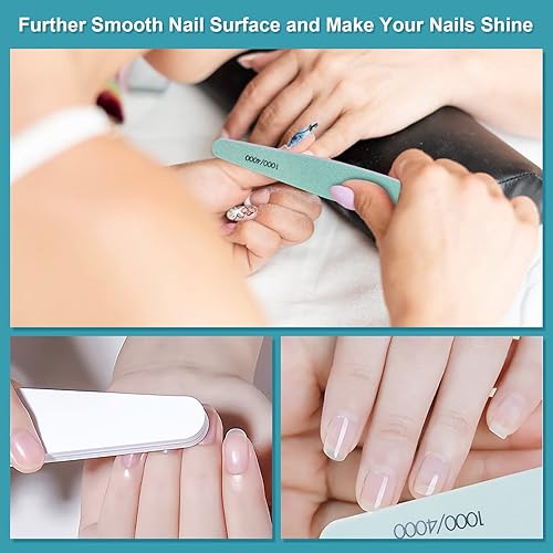 Miniatura 8 de 15 limas de uñas de grano 100100 para uñas acrílicas naturales, tableros de esmeril grueso de doble cara para uñas naturales, suministros de