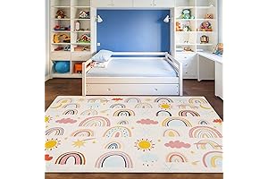 Boho Rainbow Kids Rug for Classroom, Playroom and Decor