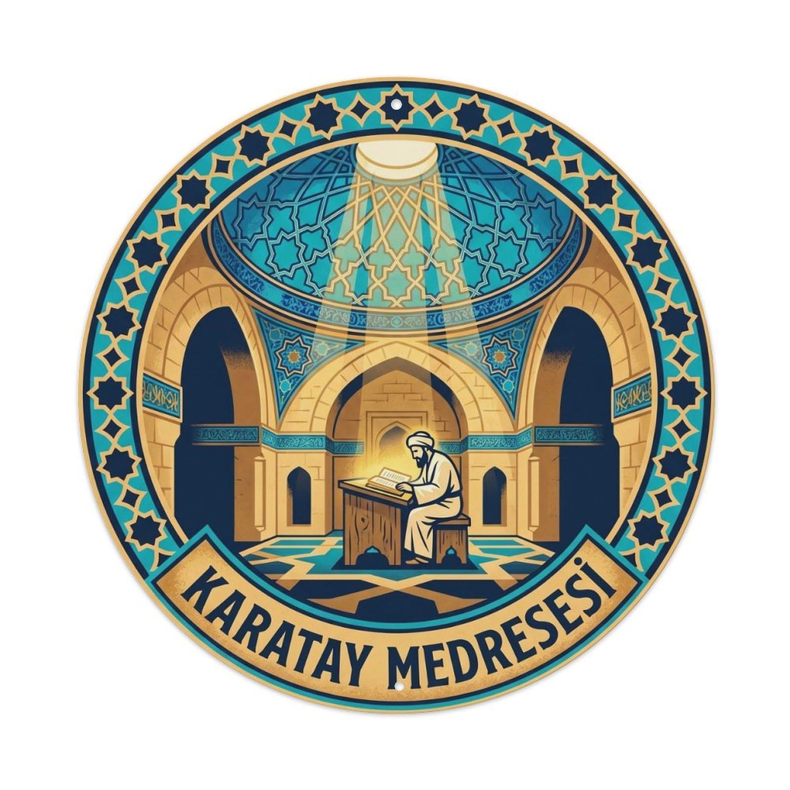 Konya Karatay Tiles Turkish Craft Bold Color Heritage Metal Tin Sign