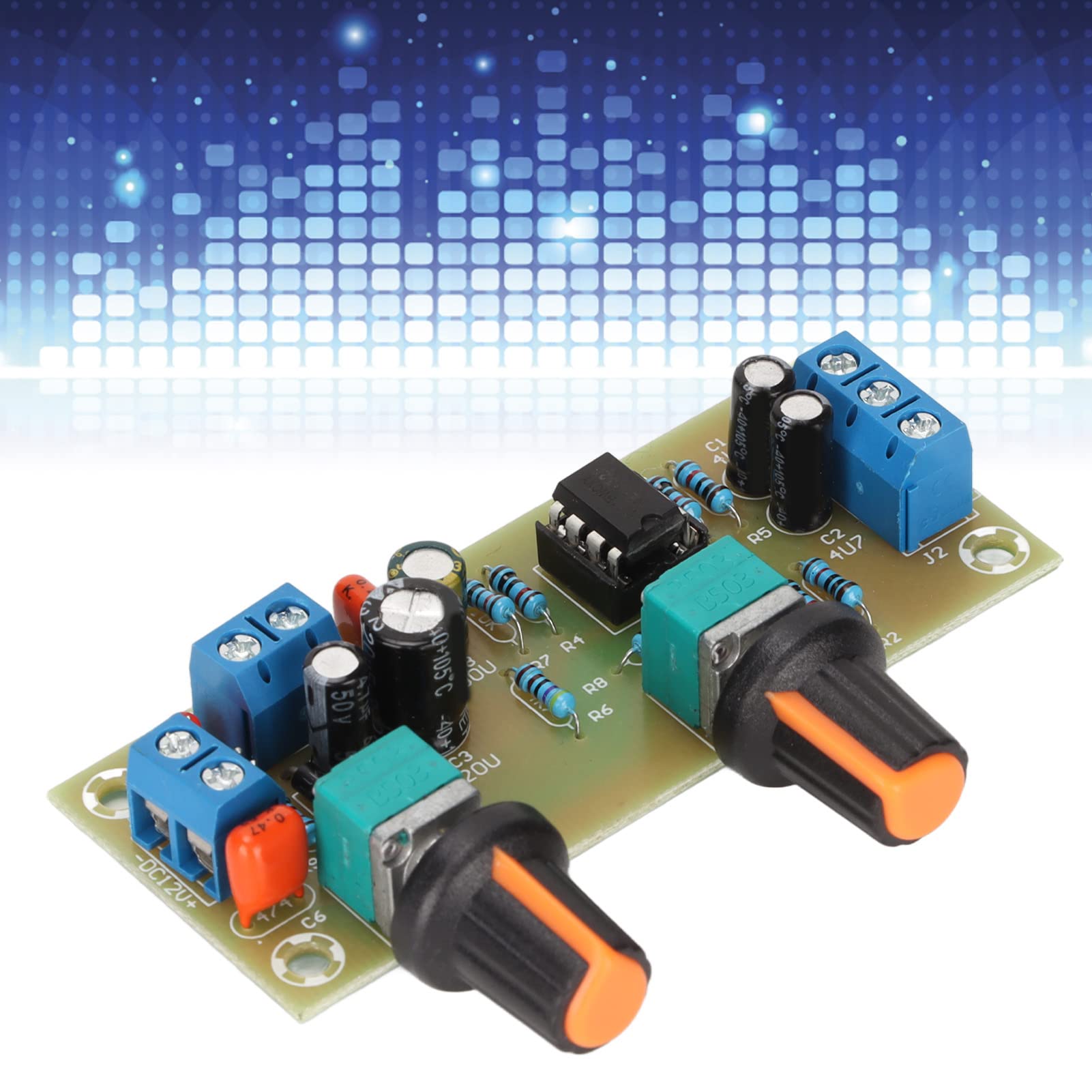 Annadue Placa de Preamplificador, Placa de Preamplificador de Subwoofer de Fuente de Alimentación única de 12 V, Módulo de Preamplificador de Audio Estéreo, Placa de Filtro de Paso bajo HiFi.