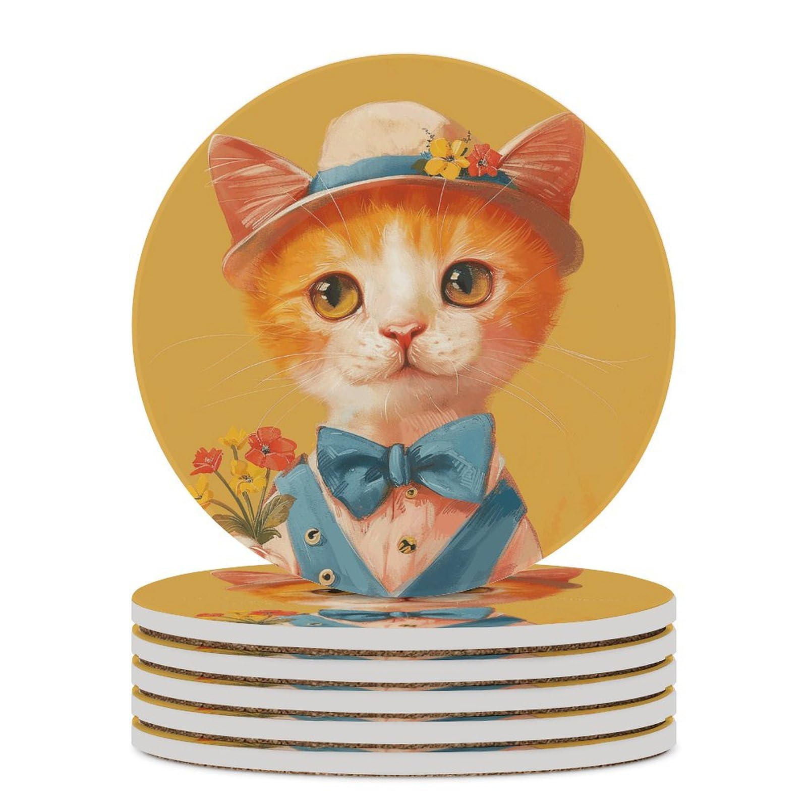 Dessous de verre en céramique lot de 6, cadeau déco floral idéal