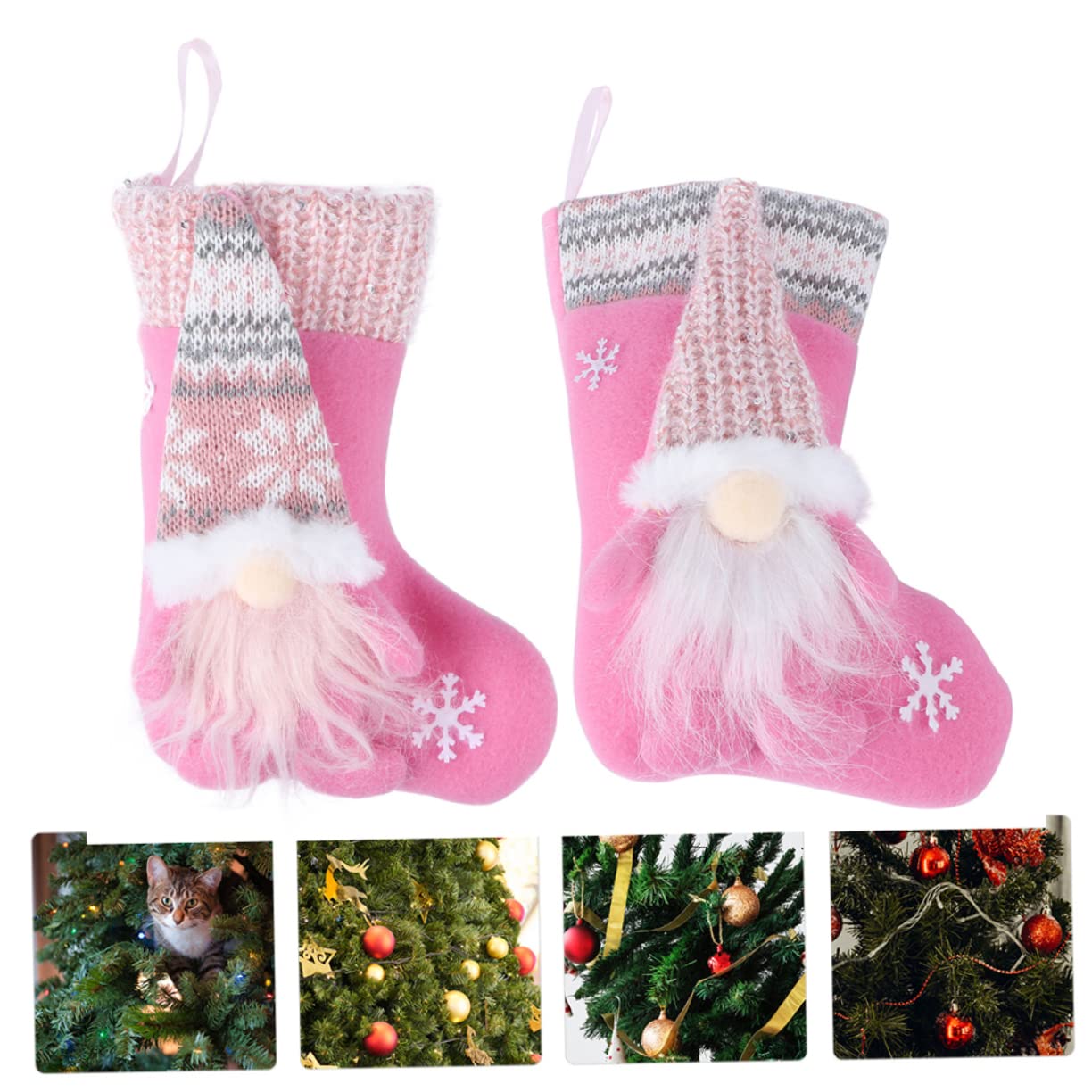 2pezzi Calza della Befana Decorativa Forma di Bambola Senza Volto Ciondolo Calzino Appeso Ornamento Natalizio in Morbido per Pareti Porte e Finestre