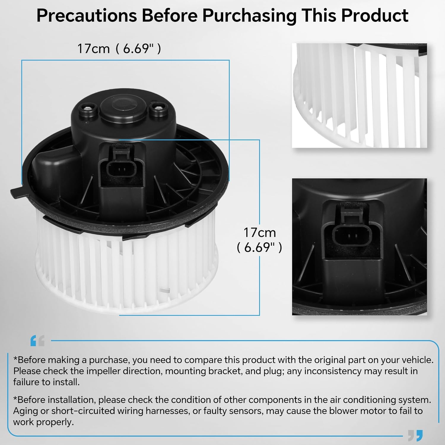 700089 HVAC Front Blower Motor Compatible with Chevrolet Tahoe/Silverado/Suburban GMC Sierra/Yukon Cadillac Escalade Replace 52400424 89019321 without Resistor