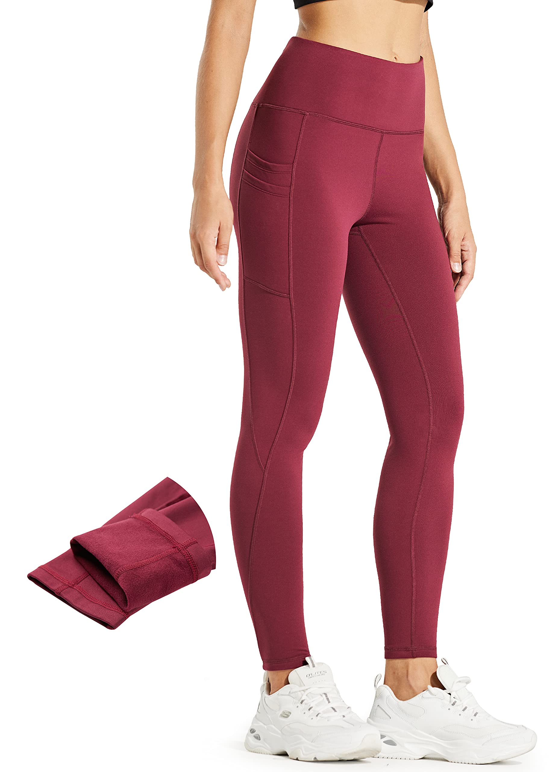 Comallan Leggings Termico Donna Invernali Impermeabili Pantalone per Corsa Trekking Yoga Neve Fitness Sport Foderati in Pile e con Tasche