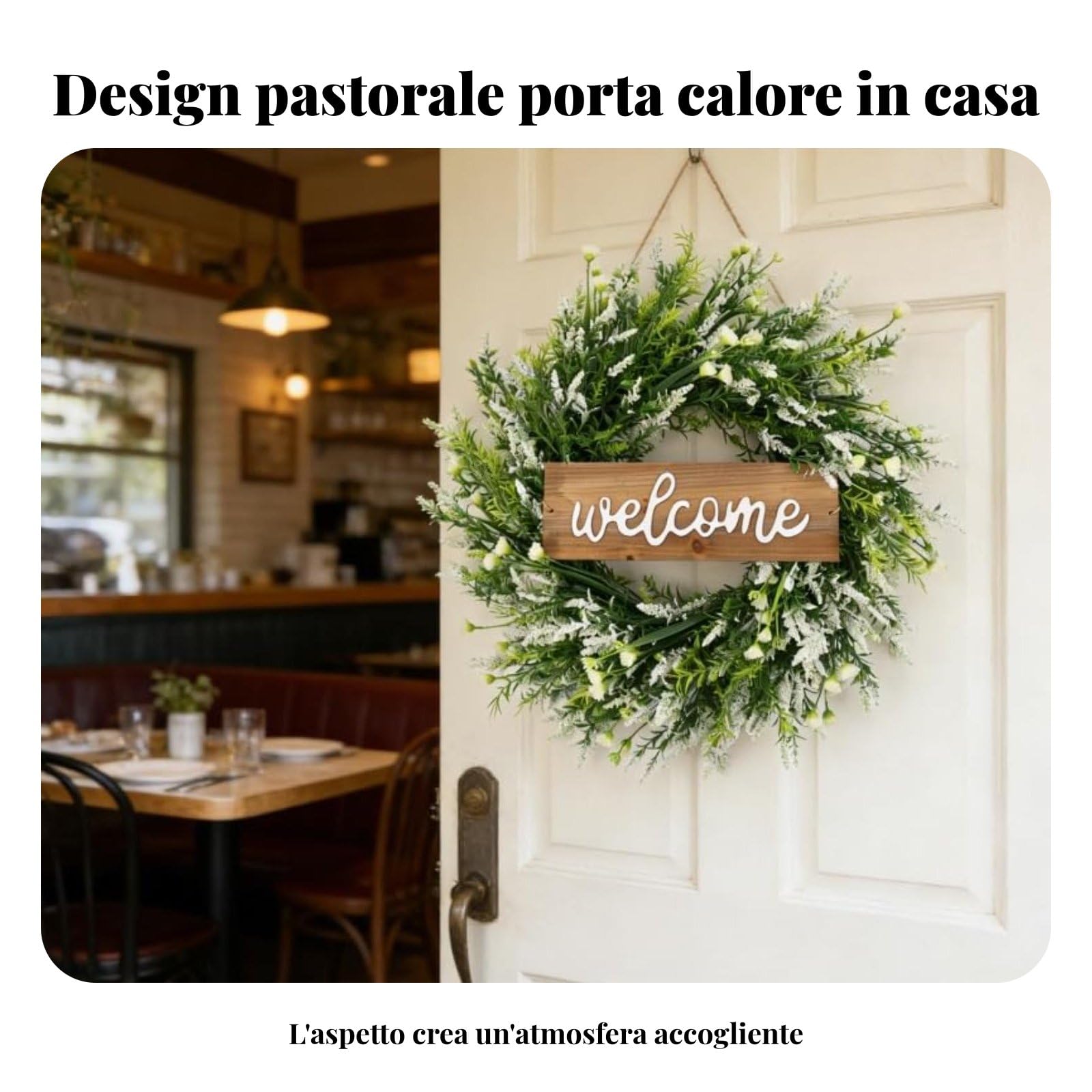 Ghirlanda di Lavanda Artificiale con Dettagli Realistici Fogliame Ricco Base Robusta Materiali Plastica E Legno Adatta per Ingresso Parete Finestra, Viola, Standard